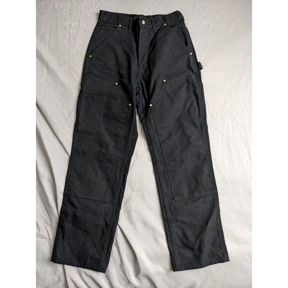 Carhartt Pants Black Double Knee Carpenter Canvas Cotton Mens Size 28X30 - Picture 1 of 11